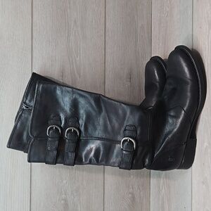 Born Women Black Leather Knee-High Boots with Buckles Riding Shoes Sz 7.5